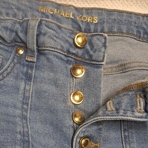 Michael Kors High Rise Light Blue Jeans with Gold Accents